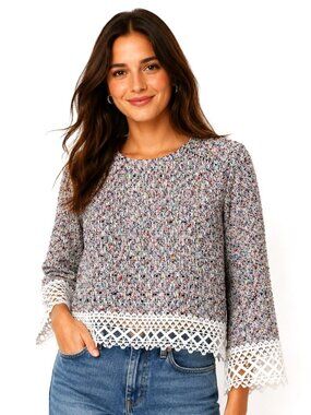 Endless Rose Multicolor Crochet Trim Crop Top